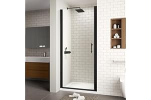 ACE DECOR 30-31.4" W x 72" H Frameless Pivot Shower Door, 1/4" (6mm) Clear SGCC Tempered Glass Shower Door, Pivot Swing Shower Glass Door in Matte Black Finish, Reversible Installation