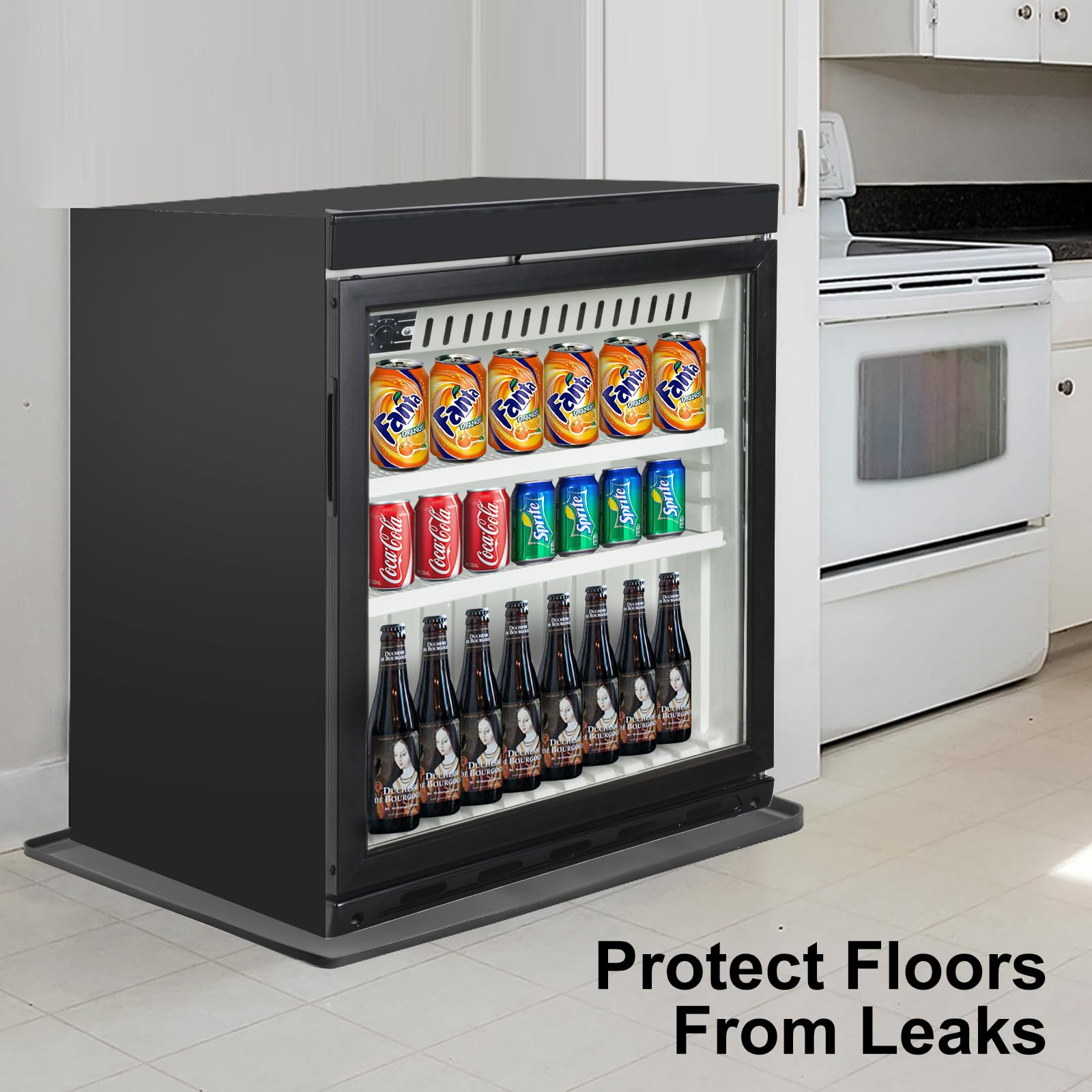 Mini fridge Silicone Mat with Raised Edge, Under Washing Machine Pad Under Mini Refrigerator Freezer Protect From Appliance Leaks Water Spills absorbent (Black, 24'' x 24'')