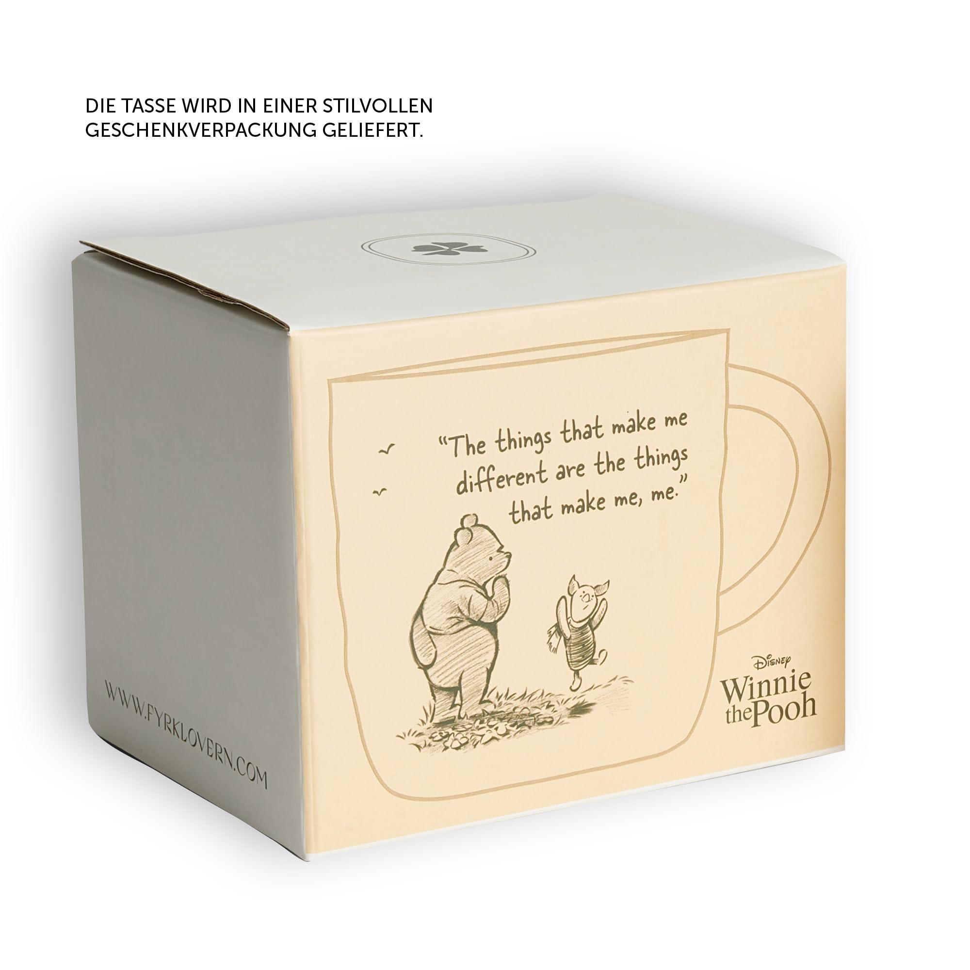Fyrklövern Winnie Puuh Kaffeetasse Disney, 300 ml, Steinzeug, Spülmaschinenfest, Seidenmatte Glasur, inkl. Geschenkbox, Aprikose 9