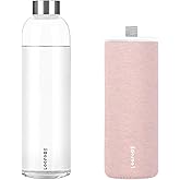 LOOFORE Glass Water Bottles 32 oz, 1 litre Glass Drinking Bottles with Lids, Borosilicate Large Reusable Water Bottle for School Home Office Travel Sport Yoga Gym, 1 Pack