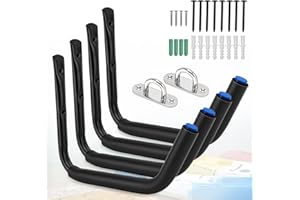 MAHOOMMAKH Kayak Storage Rack, 6 Pack Garage Storage Hooks - 120 LB Capacity Heavy Duty Wall Hooks for Canoe, Ladder, Bicycle, Folding Chairs, Surfboard, Snowboard