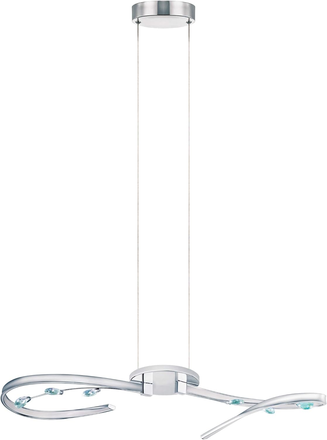 EGLO Vallemare 1 LED Pendant Light 2 Bulbs Classic Hanging Lamp Made of Metal in Chrome, Plastic in White, Crystal - Image 3