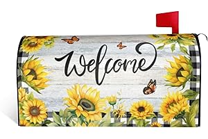 ADIKJXQH Sunflower Mailbox Cover Magnetic Standard 18 X 21 Inch Spring Mailbox Cover Waterproof Butterfly Welcome Post Wraps Garden Yard Home Decor for Outdoor