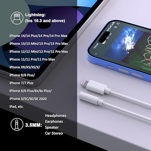 Apple MFi Certified] Lightning to mm Headphone Jack Adapter,4