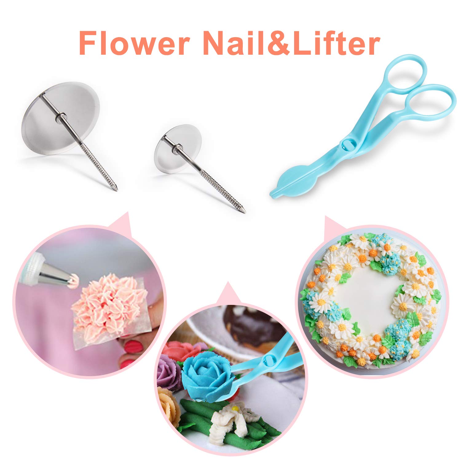 83 pcs Cake Decorating Supplies Kit for Beginners-Cake Turntable Stand-Icing Tips, Pastry Bags, Icing Spatula, Icing Smoother,Flower Nails,Flower Lifters,Decorating Pen,Cupcake Molds,Cleaning Brush