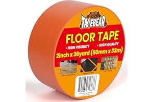 TAPEBEAR Floor Tape Orange Vinyl Tape 2" x 36Yards, Floor Caution Marking Dance Splicing Tape Safety Warning Stripe Abrasion-