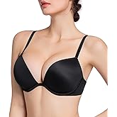 HACI Women's Push Up Bra Plunge Deep V Thick Padded Underwire Seamless Multiway Add 2 Cups