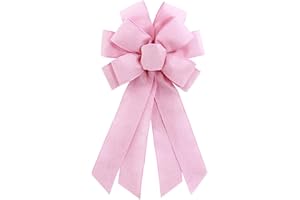 chmacura Light Pink Burlap Wreath Bow 20 x 11 Inches Easter Bows Baby Shower Farmhouse Ribbon Bow Tree Ornament for Home Front Door Decorations