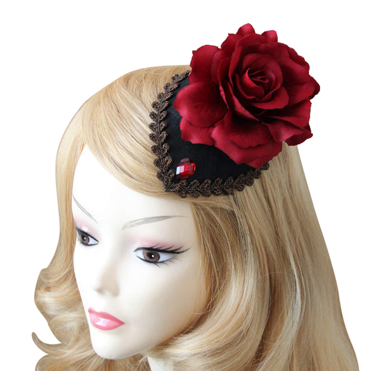 Women Mini Top Fascinator Hat Hair Clip Headband Flower Ladies Wedding Party Hat Race Ascot Hat Hair Accessories for Wedding Halloween Cocktail Tea Party Carnival Prom Fancy Dress Up Party Headwear