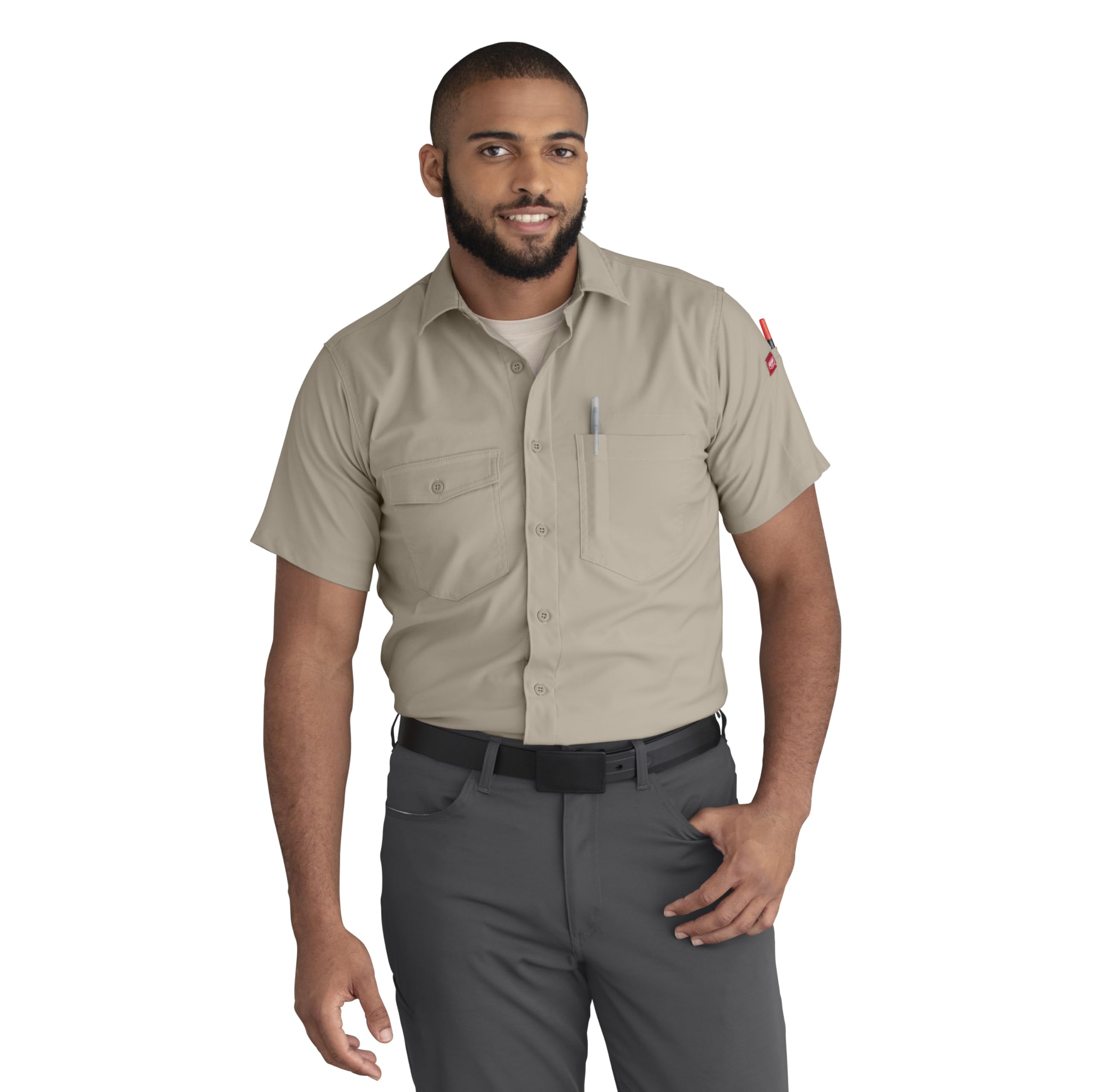 Red Kap Men’s Cooling Short Sleeve Work Shirt, Sand, 5X-Large