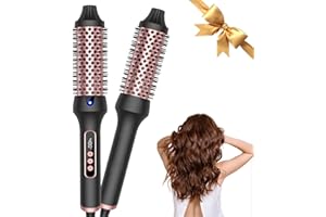 YITRUST Thermal Brush 1.5'', Upgrade to 400 °F Curling Iron Curling Brush, 9 Temps Heated Round Brush Thermal Round Brush with LCD Display, 2 PTC Ceramic Tourmaline Ionic Hair Curler Hair Styling Tools (1PCS)