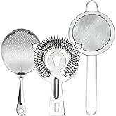 3-in-1 Cocktail Strainer Set, Includes Julep, Hawthorne, Fine Mesh Strainer | 304 Stainless Steel, Complete Set Covering All Cocktail Straining Techniques, Essential Home Bar Tools