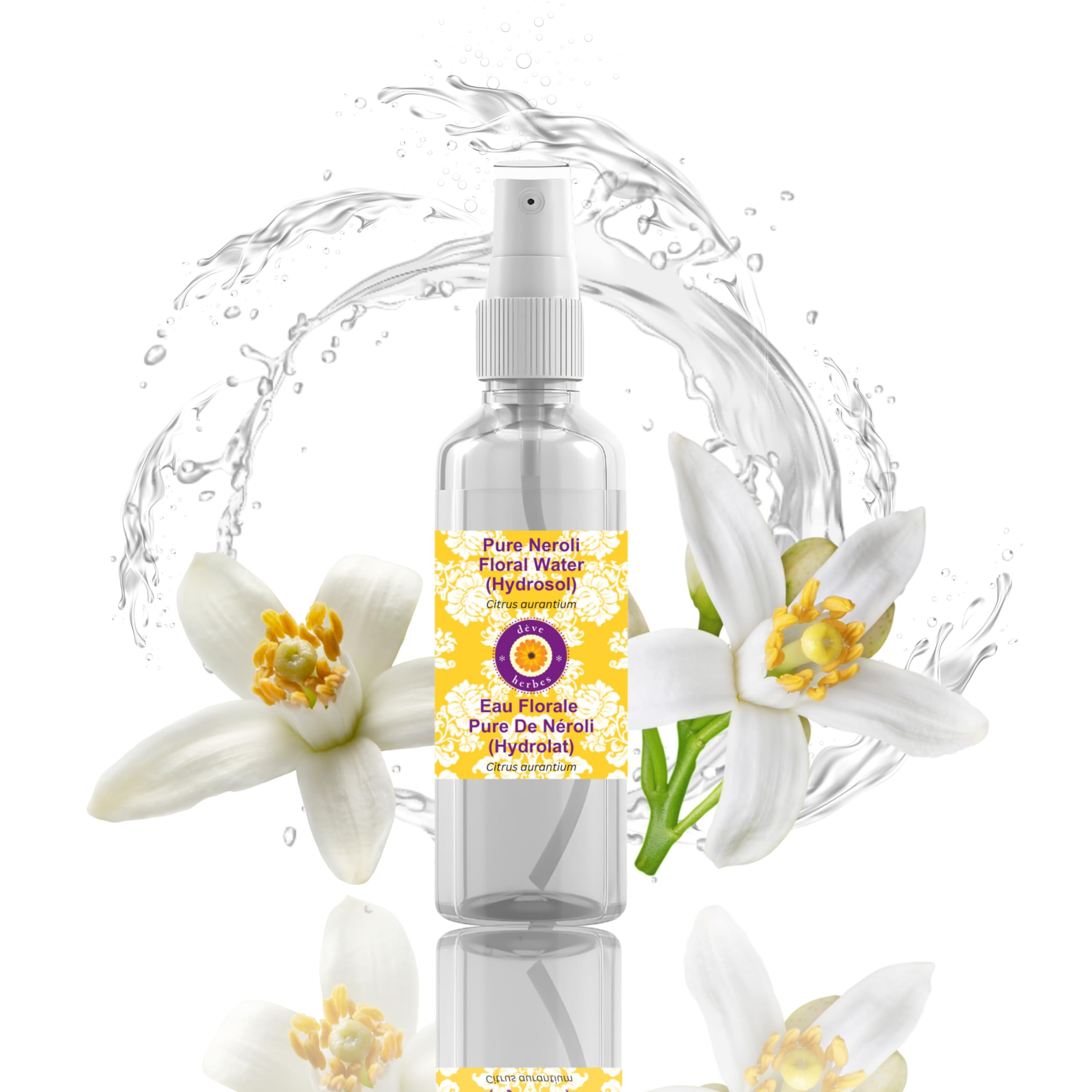 Deve Herbes Pure Neroli Floral Water (Hydrosol) (Citrus aurantium) 100% Natural Therapeutic Grade 100ml (3.38 oz)