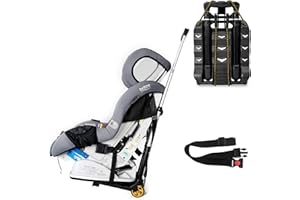 TORIBIO Car Seat Travel Cart with Buckle Webbing for Airport, Carseat Roller Dolly Trolley Luggage Cart, Foldable and Stowable Under Airplane Seat or Over Head Compartment