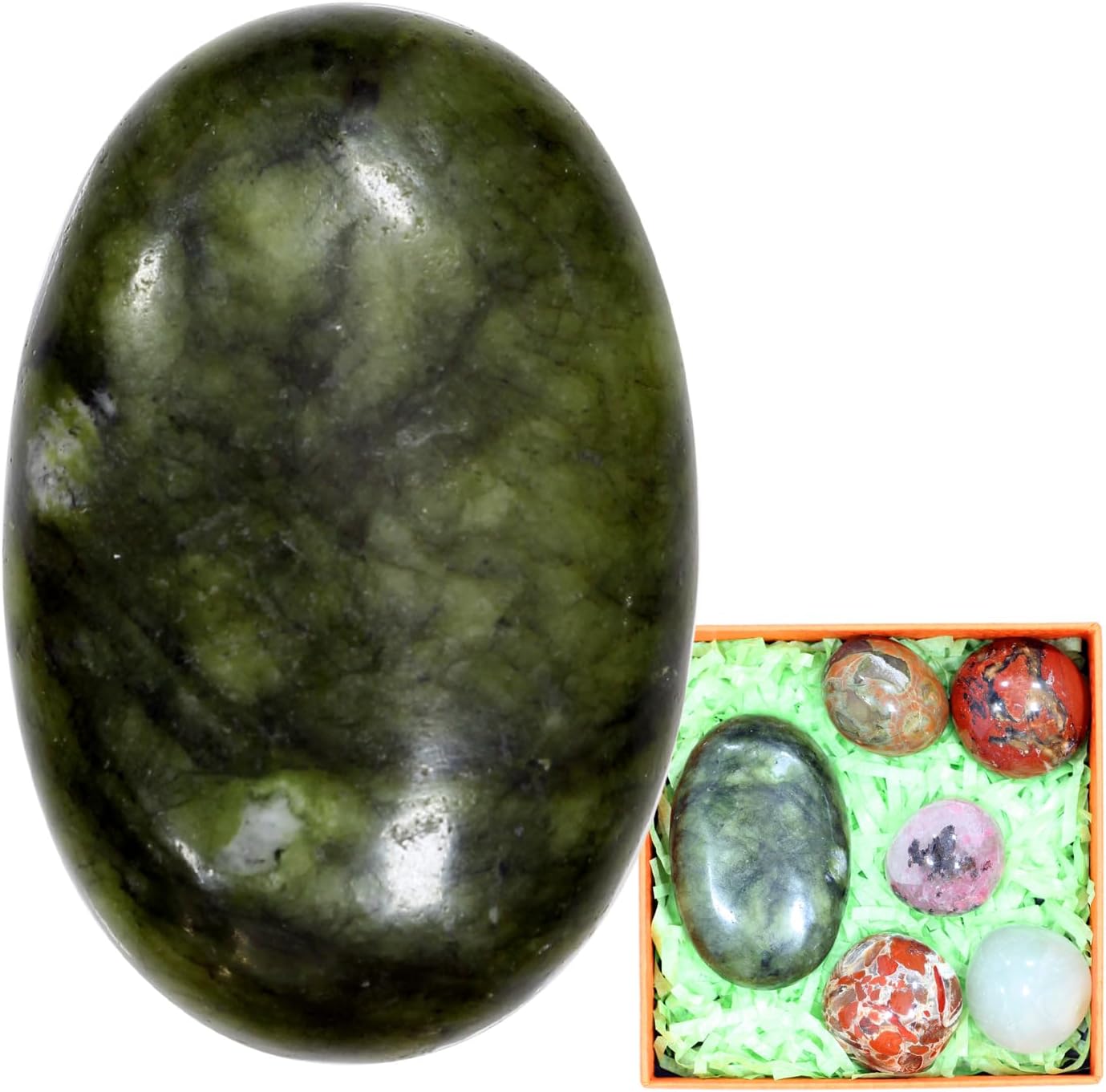 Indoor Fountains & Accessories - 1PC Hsiuyen Jade Natural Oval Worry Stone 2.4