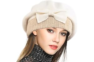 VECRY Lady French Beret 100% Wool Beret Floral Dress Beanie Winter Hat