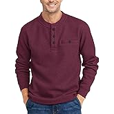 PRIVIMIX Mens Waffle Henley Long Sleeve Cotton Casual T-Shirt Fashion Three Button Pullover with Pocket