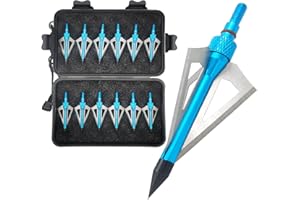 LeeMui Hunting Broadheads 12PK 100 Grains Screw-in Arrow Archery 3 Blades Hunting Heads Arrow Tips Compatible with Crossbow and Compound Bow + 1 PK Broadhead Storage Case