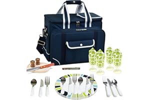 Picnic at Ascot- Original Insulated Picnic Cooler with Service for 4 - Designed & Assembled in The USA