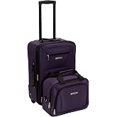 Rockland Fashion Softside 2 Piece Luggage Set, Expandable, (14" Tote/19" Upright), Purple