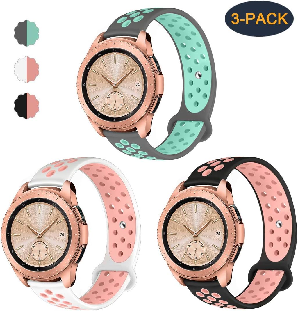 Compatible with Samsung Galaxy Watch 3 41mm Band/Active 2 40mm 44mm/Active/ Galaxy Watch 42mm Bands,Valband Soft Silicone 20mm Watch band Replacement Sport Strap Wristband for Women Men