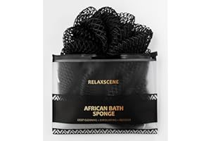 RELAXSCENE African Net Sponge Authentic - Exfoliating Back Scrub Bath Sponge with Knots - Afro Scrub Body Scrubber Exfoliator Washcloth - African Body Care Daily Use Shower Essentials