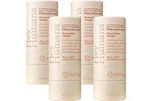 Hey Humans Deodorant, Aluminum Free Deodorant for Women and Men, Contains Naturally Derived Ingredients, All Day Odor Control, Refreshing Essential Oils, Earth Friendly Package, Rosewater Ginger