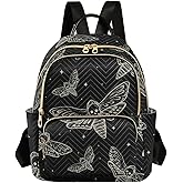Sletend Mini Backpack Gothic Skull Butterfly Moth Fashion Backpack Purse for Women,Handbag Shoulder Bag Casual Daypack, Ladies Gift for College Work (S)
