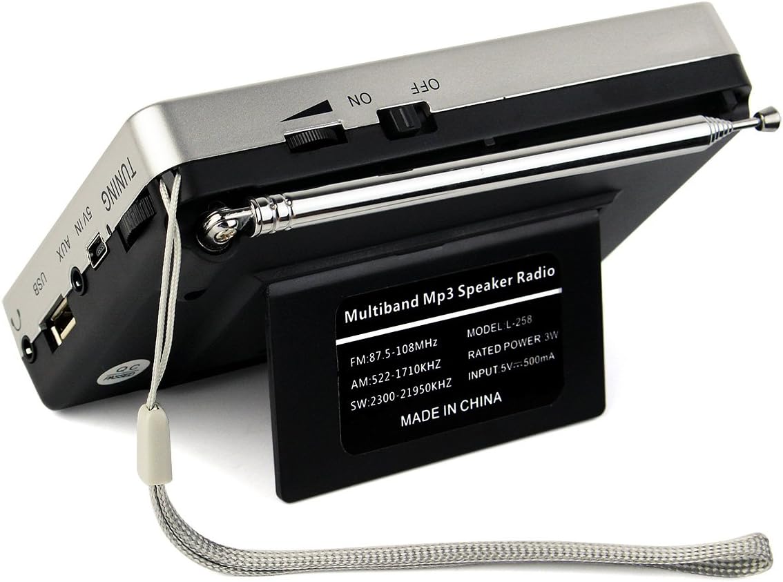 TIVDIO TR603 Portable AM FM Radio, Shortwave Transistor Radio, Rechargeable Mini MP3 Player Support TF, USB, AUX Input Ideal Gift for Senior (Silver) : Camera & Photo