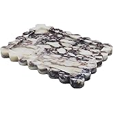 YMXYJM Genuine Calacatta Viola Scalloped Marble Tray, Real Natural Marble Stone Tray, Luxury Decorative Trays for Bathroom, Dresser, Vanity, Kitchen, Home Decor, 10.6" x 8", Calacatta Viola Purple