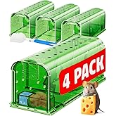 Motel Mouse Humane No Kill Mouse Traps Live Catch &amp; Release - 4 Pack | Water &amp; Food Compartment &bull; Additional Air Holes &bull; Tail Protection &bull; Motel Mouse's Most Humane Solution &bull; Reusable