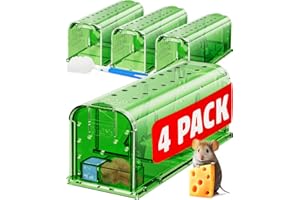 Motel Mouse Humane Mouse Traps No Kill Live Catch and Release 4 Pack - Reusable, Easy to Use & Clean, No Touch Release, Sensitive Includes Cleaning Brush, Instruction Manual & Video - Mousetrap Indoor