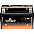 Chrome Battery YTZ10S Maintenance Free Replacement Battery for ATV and Motorcycle: 12 Volts, 8.6Ah, Nut and Bolt (T3) Terminal