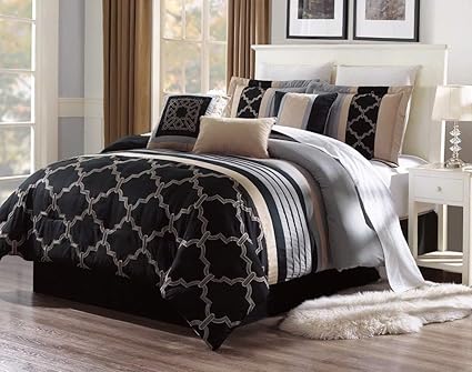 Amazon Com Kaputar 3pc Alex 2 Black Taupe Grey Pattern