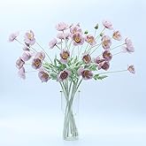 2 Pcs Artificial Fake Flowers Poppies Silk Flower Arrangements Wedding Bouquets Decorations Plastic Floral Table Centerpieces for Home Kitchen Garden Party Decor Approx 23.6" High - Light Purple