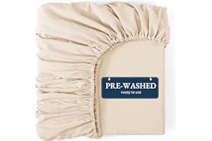 Casa Platino Fitted Sheet King Size, Ivory - Pre-Washed Deep Pocket 14 inch (35 cm) - Soft Brushed Microfibre Fabric - Shrink