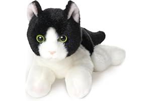 Bearington Lil' Domino Small Plush Stuffed Animal Black and White Tuxedo Cat, Kitten 8 inches