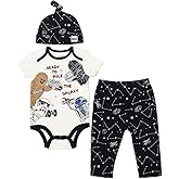 STAR WARS Millennium Falcon Chewbacca Darth Vader Baby 3 Piece Outfit Set: Cuddly Bodysuit Pants Hat Newborn to Infant