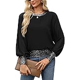 For G and PL Women's Dressy Sequin Formal Top Long Sleeve Chiffon Shirt Blouses