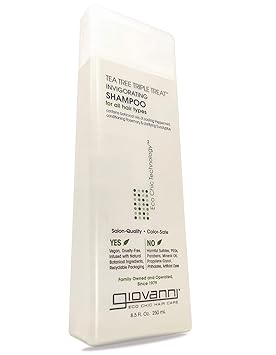 Giovanni Organic Tea Tree Triple Treat Invigorating Shampoo with No Parabens, No Sulphates, No Mineral Oil, No Colours, No PEG, USDA Certified Organic, For all hair types 250ml (Made in USA)