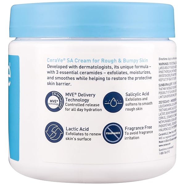 CERAVE MOISTURIZING CREAM WITH SALICYLIC ACID, EXFOLIATING BODY CREAM WITH LACTIC & HYALURONIC ACID, NIACINAMIDE, AND CERAMIDES, FRAGRANCE FREE & ALLERGY TESTED, 16 OUNCE