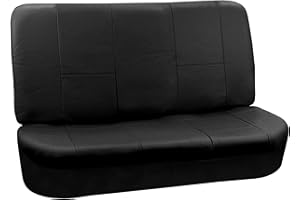 FH GROUP FH-PU002-1010 Classic Exquisite Leather Bench Seat Covers, Split Bench, Solid Black color