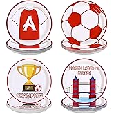 LADVCORP 60 Pcs Soccer Theme Paper Plates 9" Soccer Star Champion Dessert Paper Plates Disposable Football Fans Platters for Boys Girls Adults Football Theme Party Sports Party Supplies