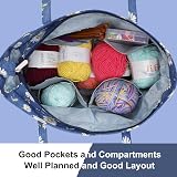 Coopay Knitting Tote Bag Daisy Craft Bag for Knitting Crochet Sewing 14x36x30cm view 4