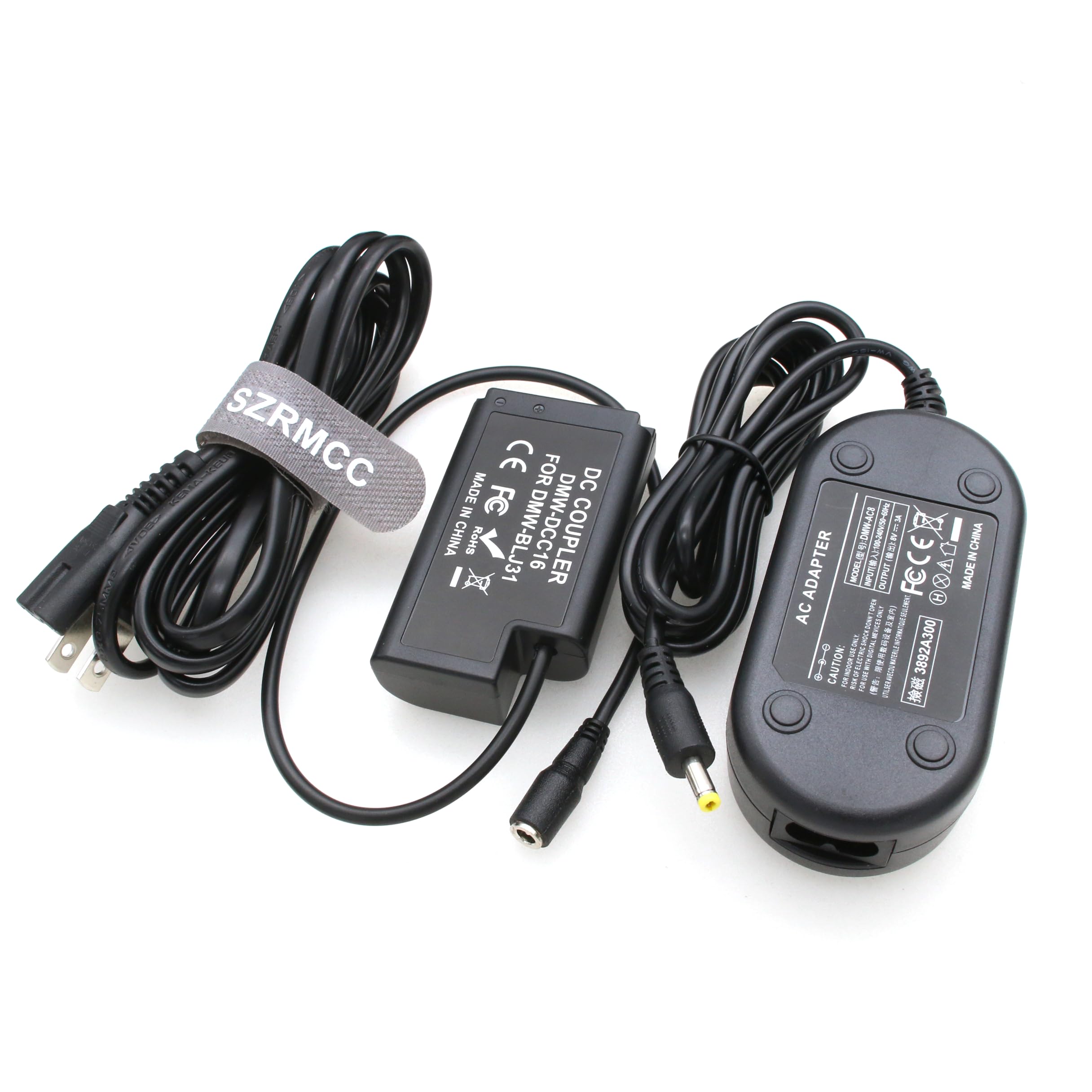 SZRMCC DMW-AC8 AC Adapter with DMW-DCC16 DC Coupler DMW-BLJ31 Dummy Battery for Panasonic Lumix S1 S1M S1R S1RM S1H
