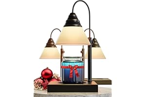 HESTIA CANDLEWARMER Hestia Magic Candle Warmer Lamp, Height Adjustable For Yankee Candle Jar & 3 Wick Large Jars, Soot-Free Scent Release - Timer & Dimmable Candle Lamp, Top Overhead Glass Shades, 110-120V (Black, Timer)