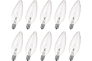 haraqi 10 Pack 40W 120V E12 Base B10 CTC Incandescent Clear Dimmable Light Bulbs,Transparent Candle Light Bulbs for Chandeliers, Ceiling Fan Lights, Pendants, Fireplace