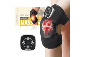 ZHIXJIA Red Light Therapy & Vibration Knee Massage - Wireless Rechargeable Magnetic Attraction Controller, 660nm&850nm Red Light Therapy Heated Device for Knee, Gifts for Grandma & Grandpa, Black