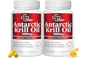 DR VITAMIN SOLUTIONS Premium 1000mg Antarctic Krill Oil - Rich in Omega-3, EPA, DHA for Heart, Brain & Joint Health - Pure Astaxanthin Blend, No Fishy Aftertaste (2 Bottles, 120 Softgels)