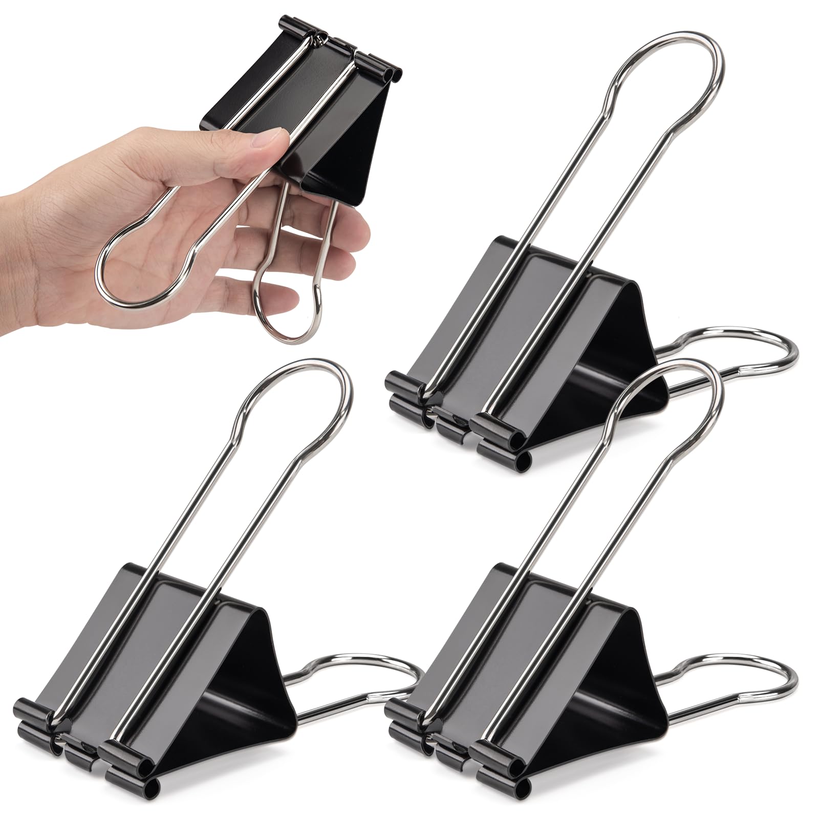 Photo 1 of OWLKELA 2.4 inch Extra Jumbo Binder Clips 4 Pcs, Large Paper Clip, Big Paper Clamps, Binder Clips Large Size for Home, School and Office Supplies